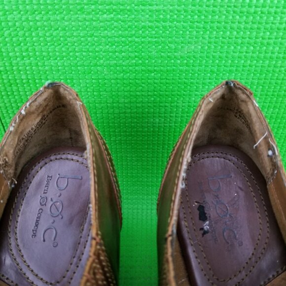 ✅BOC Brown Leather Ankle Booties Block Heels Womens 9.5 INSOLES LIFTING + DAMAGE - Picture 8 of 12